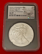 2021 (P) Heraldic Silver Eagle T-1 Emergency Production NGC MS69 Black Core