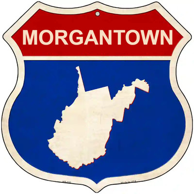 Morgantown West Virginia Silhouette Highway Shield Metal Sign