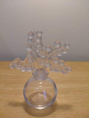 Lalique Crystal France -Clairefontaine-Lily Of Valley Perfume Bottle-signed