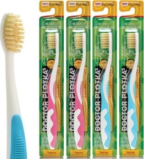 Soft Childrens Flossing Manual Toothbrush Value Pack of 4 Pink Blue
