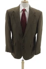 City Casual By Haggar Mens Brown Wool Houndstooth Blazer Size 42