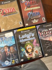 Nintendo GameCube five lot, Zelda, Luigi, Star Wars, Potter Wind Waker Ocarina