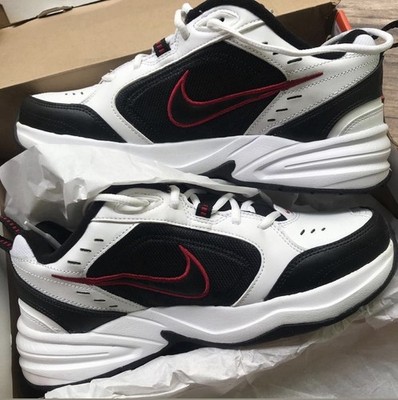 Nike Air Monarch IV Men's Low Top Leather Lace Up Sneakers Colorblock W/B/R