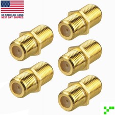 5 x Coaxial Cable Connector Rg6 Ftype Gold Plated Adapter Female To Female Coax