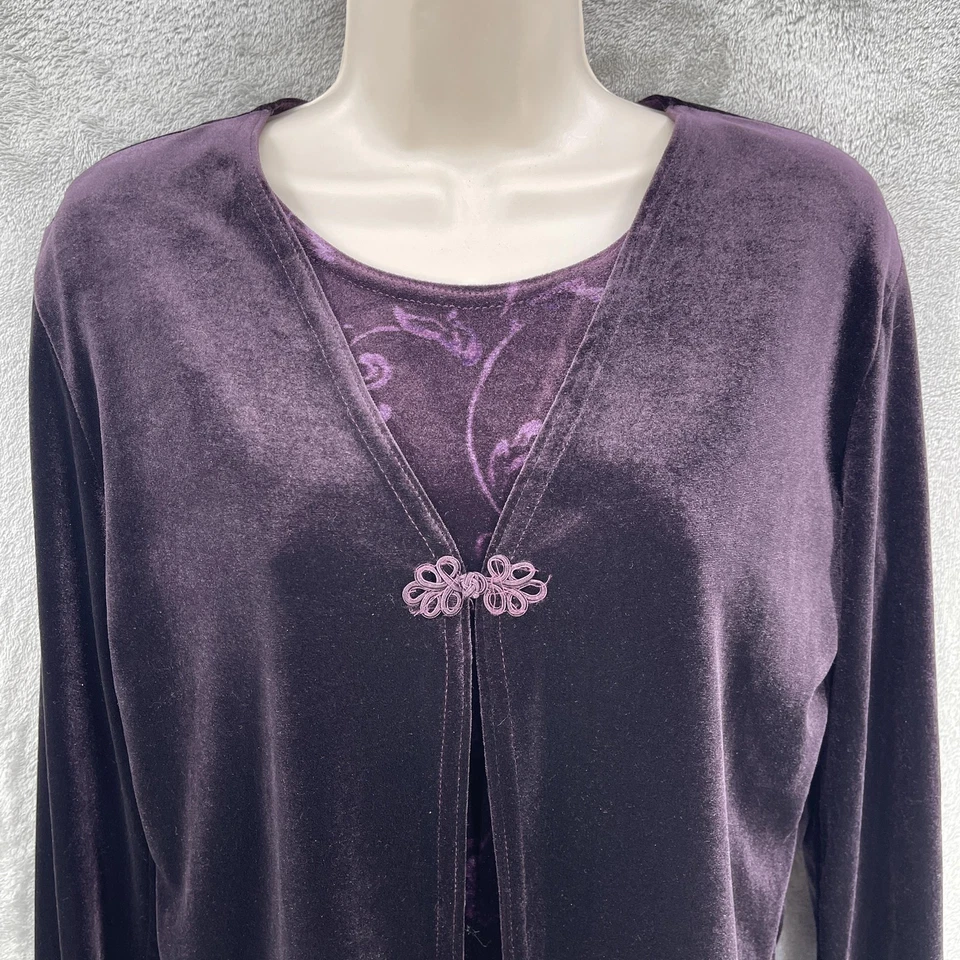 Cárdigan Kathie Lee Terciopelo Mujer Capricho Oscuro Academia Retro Floral Top Talla S Foto 4 de 4