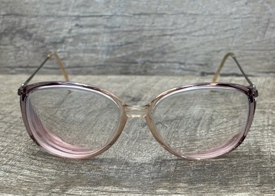 Vtg Prescription Glasses Neostyle Mondial Pink Purple Transparent Silver Frame