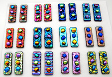 UNCAPPED Lot of 24 pcs DICHROIC FUSED GLASS for pendant BH1 CABOCHONS