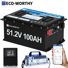 ECO-WORTHY 48V 100Ah Golf Cart LiFePO4 Battery Metal Case 48V 18A Charger