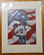 Walt Disney 2001 Mickey Mouse Patriotic American Flag Contemporary Poster Print