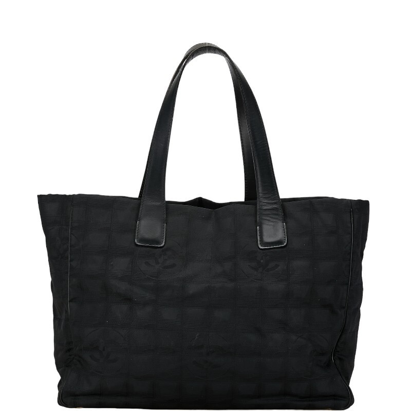 CHANEL Black Nylon Leather Tote Bag A15991 Travel Line MM Ladies