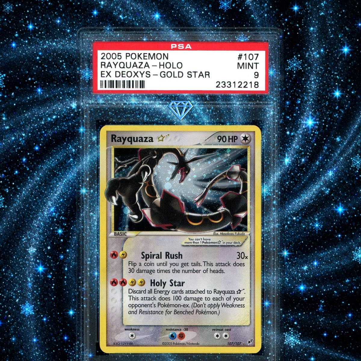 gold star rayquaza pokemon card GS Metal Rayquaza-Holo Gold Star (107) 2005