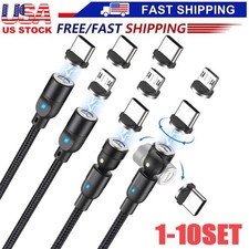 180°+360° Rotate Magnetic Charger Cable Phone Fast Charging Type C Micro USB Lot