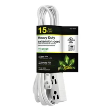 15 Ft. 16/3 SPT-2, 3 Outlet Extension Cord - White