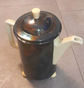 WMF Kaffeekanne 1,0 L Silber/Weiß Metallmantel Keramik mit Deckel glänzend