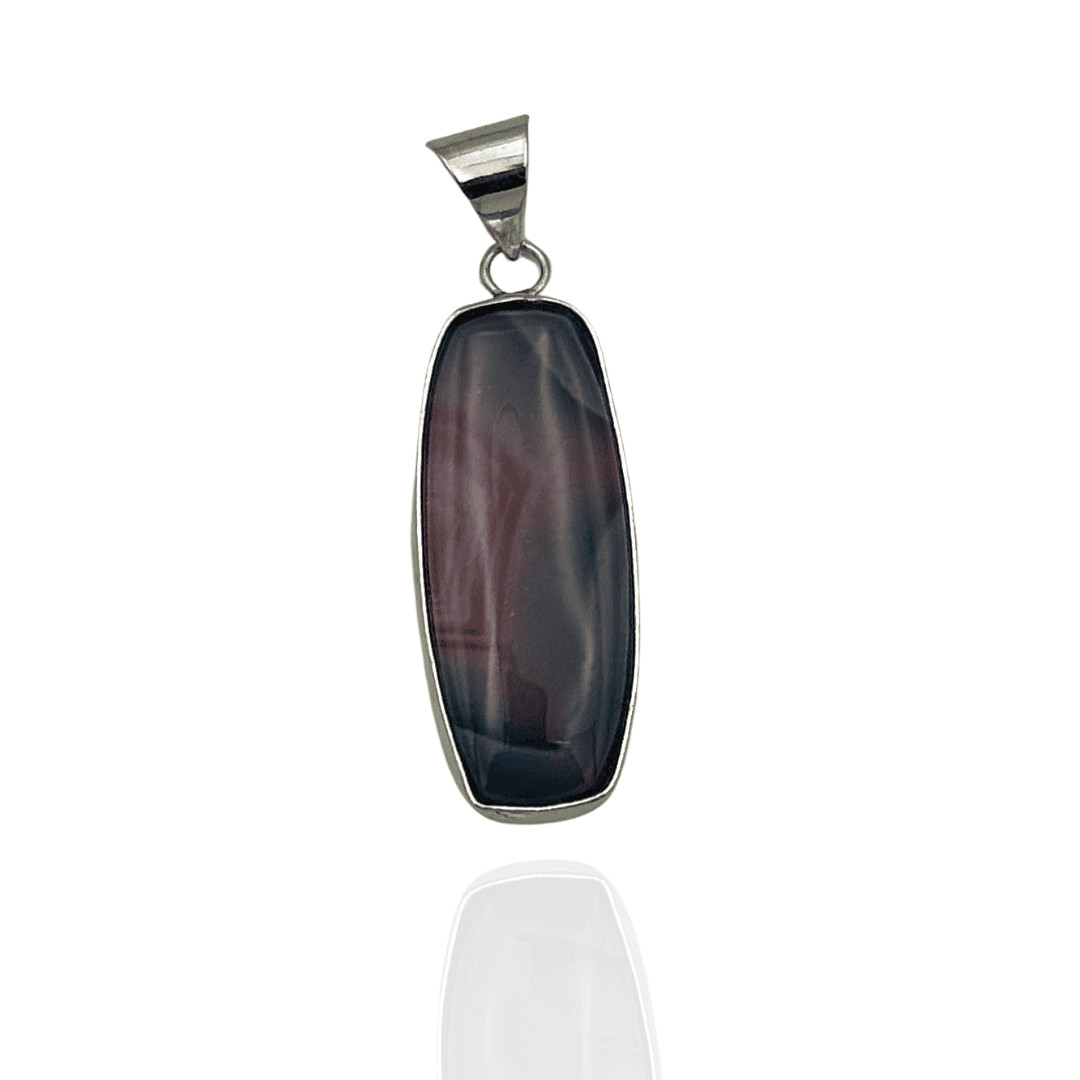 Pendentif agate du botswana rouge et beliere en argent 925 de qualite superieure