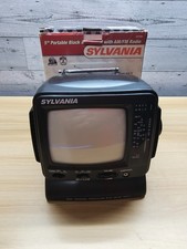 VINTAGE SYLVANIA 5" PORTABLE BLACK & WHITE TV WITH AM/FM RADIO - TESTED/WORKS