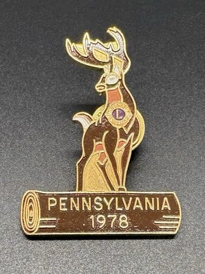 Vintage Lions Club Pennsylvania 1978 Whitetail Deer Buck Enamel Pin