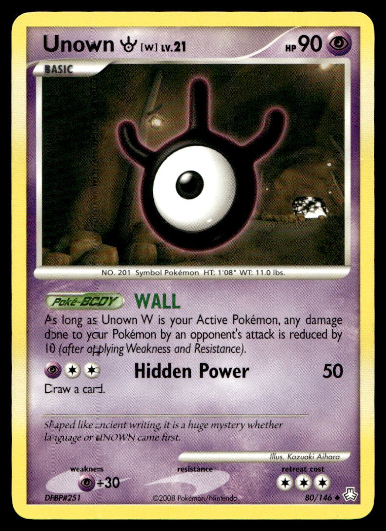 Unown (W) Legends Awakened Uncommon 80/146 2008 Pokemon TCG