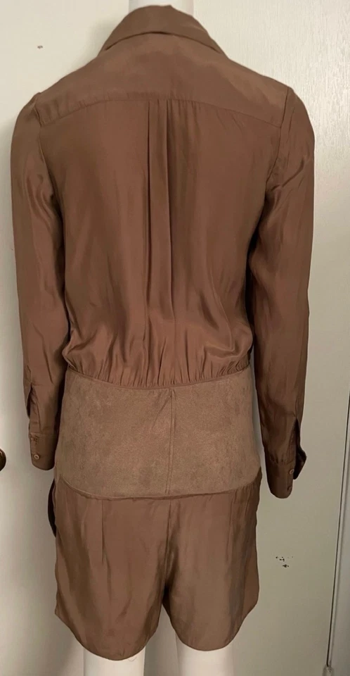 Mameluco de seda manga larga con cuello hippie HH Haute Hippie en marrón talla XS Foto 2 de 3