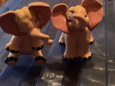 VINTAGE KAY FINCH CALIFORNIA POTTERY ELEPHANTS. HAND PAINTED. RARE PAIR.