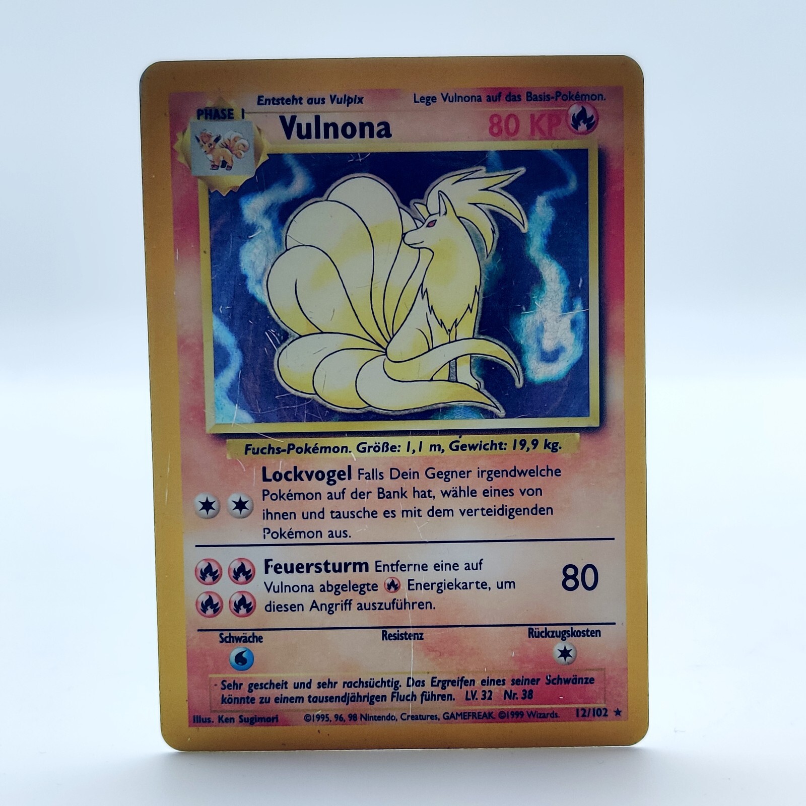 Pokemon TCG Holo Ninetales Vulnona 12/102 German Base Set Rare