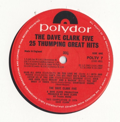 DAVE CLARK FIVE - 25 THUMPING GREAT HITS - 12" VINYL LP - Picture 4 of 4