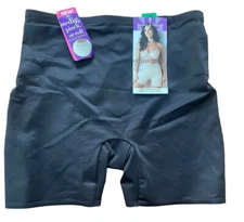 Naomi & Nicole 7458 Shape Wear Waistline Bike Pant Firm Control Black Sz L NWT