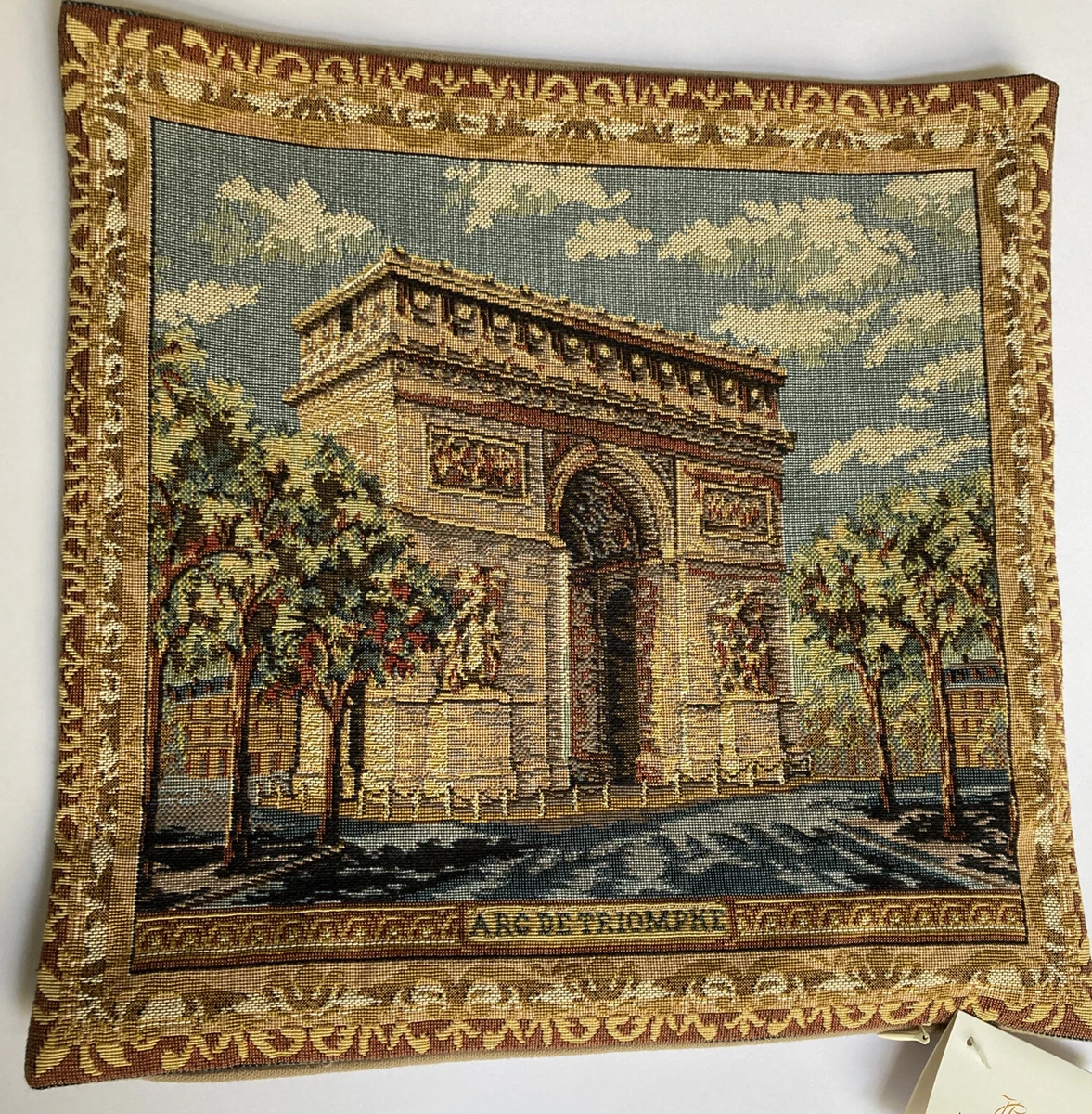Jules Pansu French Tapestry Throw Pillow Cover Arc de Triomphe