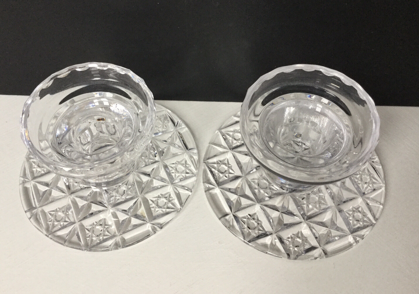 Cut Glass Candle Stick Holder x2 87mm Diameter 5cm Tall eBay