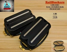 G.M. Railbuckers Humbucker pickups Set Black with Chrome Rails