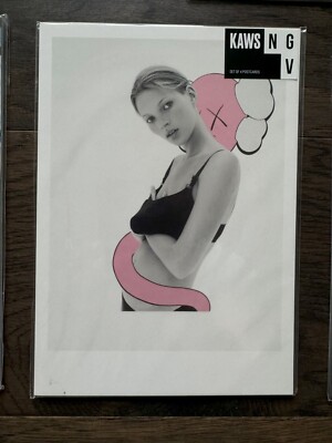 Full Set of 20 KAWS NGV Postcards Kate Moss Lenticular Companions