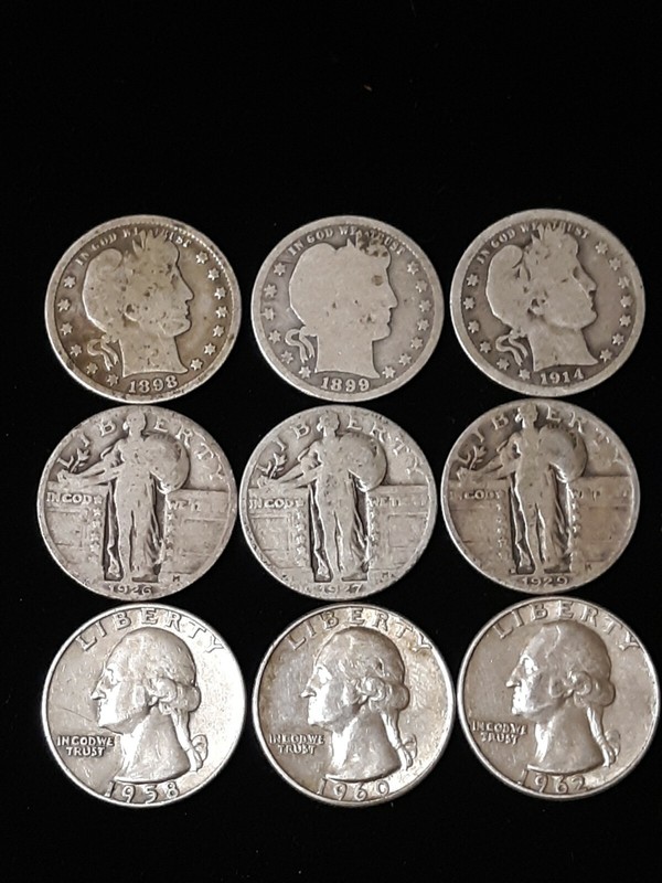 3 Eras Of Quarter's! Barber, Standing, Washington! Lot Of 9 ! P/D Mints! Org Con