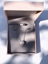 Diamoniuqe QVC Silver 925/Pearl Pendant NEW 18 Inch Round pendant /Cz