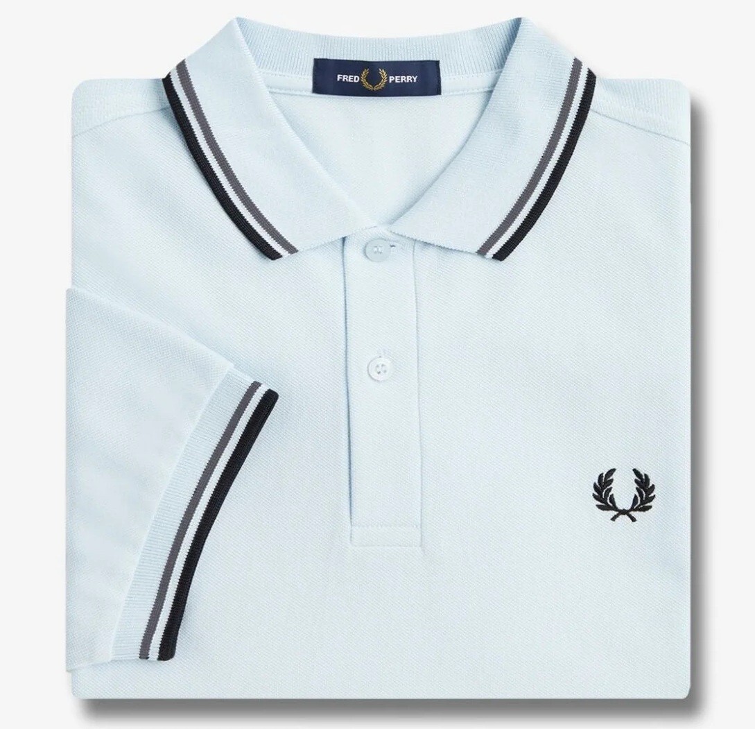Fred Perry Twin Tipped Polo Shirt M3600 T43 Light Ice New With Tags Genuine  SALE