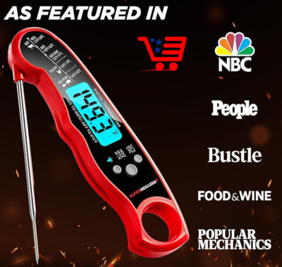 Alpha Grillers Instant Read Meat Thermometer   Digital, Fast, Waterproof, LCD