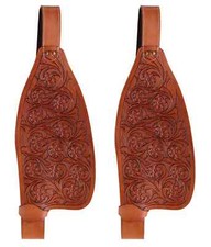 Floral Full Tooling Leather Western Horse Saddle Replacement Fenders Pair