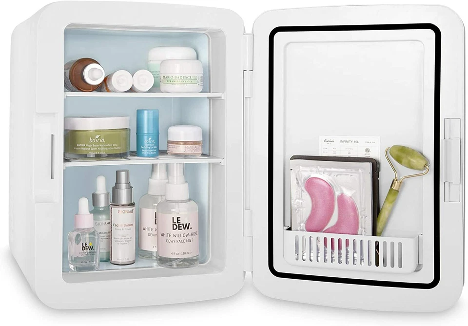 Mini Nevera Alimentos Bebidas Cuidado de la Piel Medicamentos Pequeño Compacto Portátil Enfriador Dorado Foto 3 de 3