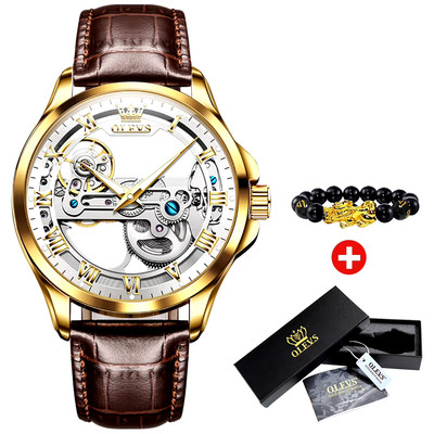 Herren Automatik Mechanische Uhren Wasserdicht Lederband Armbanduhr Leuchtend