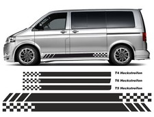 Seitenstreifen Aufkleber Set Zielflagge passend für VW T6.1 T6 T5 T4 #RACE 01