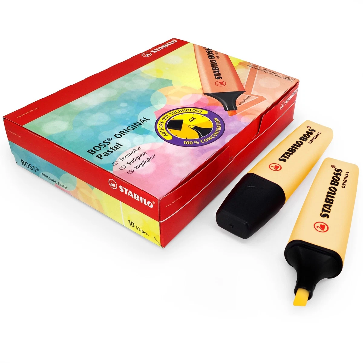 STABILO BOSS Original Pastel Highlighter Marker Pens – Pack of 10 – Yellow, subrayador amarillo pastel - Vimarsana News