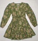 Blu Pepper Vneck Elastic Waist Womens Dress Size Xs Green Floral
