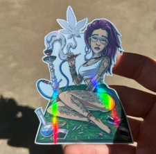 Stoner Girl Waterproof Vinyl Decal 420 Cannabis Theme Sticker