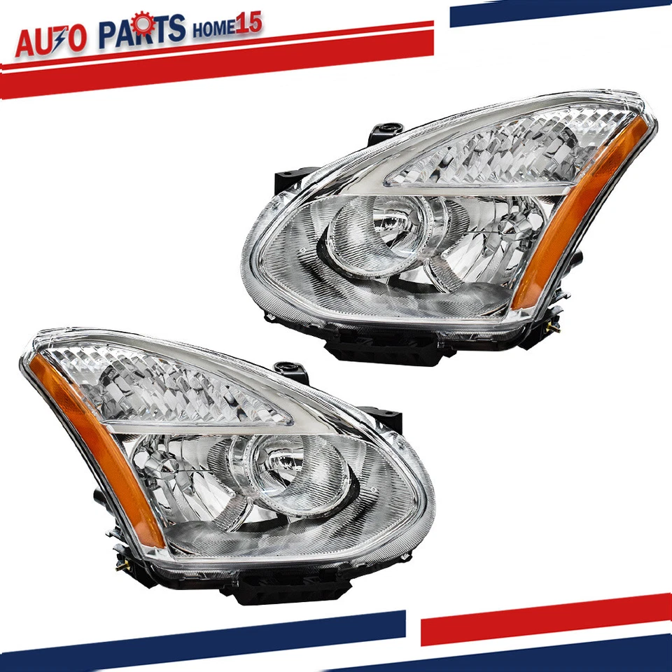 For Nissan Rogue 2008-2013 Halogen Headlights Chrome Driver&Passenger Factory Foto 3 de 4