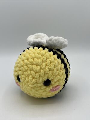 Crochet Bumble Bee Yellow & Black Soft Toy Free Ship