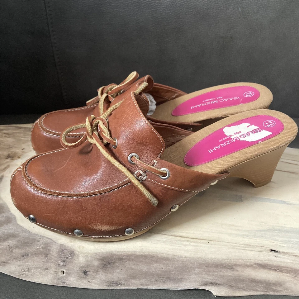 "Zuecos Isaac Mizrahi X Target de Colección Talla 7.5 Cuero Marrón 2.5"" Tacón Tachuelas Arco LORI" Foto 3 de 4