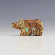 NATIVE AMERICAN ZUNI TURQUOISE BEAR FETISH BY DONOVAN LAIWAKETE