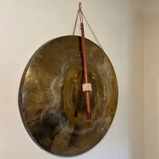 Wall Art Gong 27” Chinese Dragon Scene Sound Healing Decoration Yoga Medatation