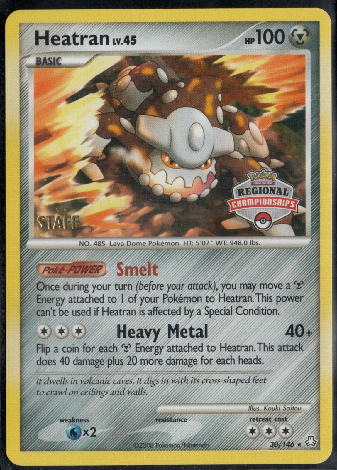 Pokemon Heatran 30/146 Regional Championships STAFF Promo 2008-2009 NM!!