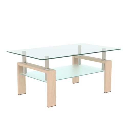Modern Simple Rectangle Tmepered Glass Coffee Table Metal Legs for Living Room - Picture 8 of 46