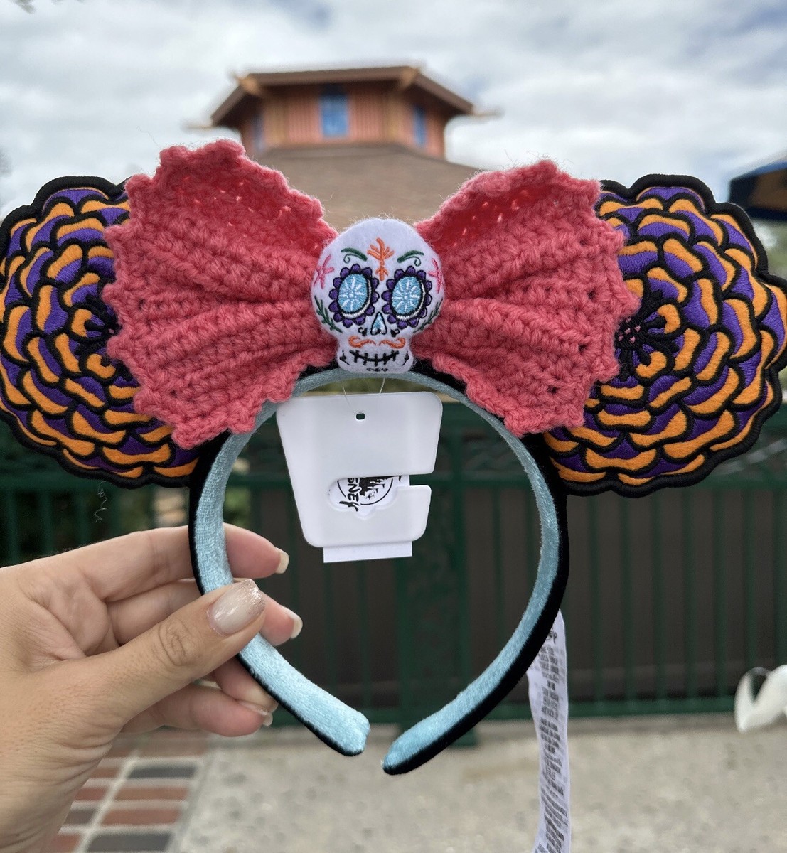 Disney Parks Coco Crochet Dia De Los Muertos Minnie Mouse Ears Headband NEW